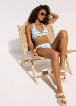 bonprix Nachhaltigere Materialien|Bikinis^Neckholder-Bikini mit Bindebändern (2-tlg. Set) babyblau/weiß gestreift