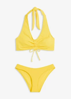 bonprix Nachhaltigere Materialien|Bikinis^Neckholder-Bikini mit Raffung (2-tlg.Set) gelb