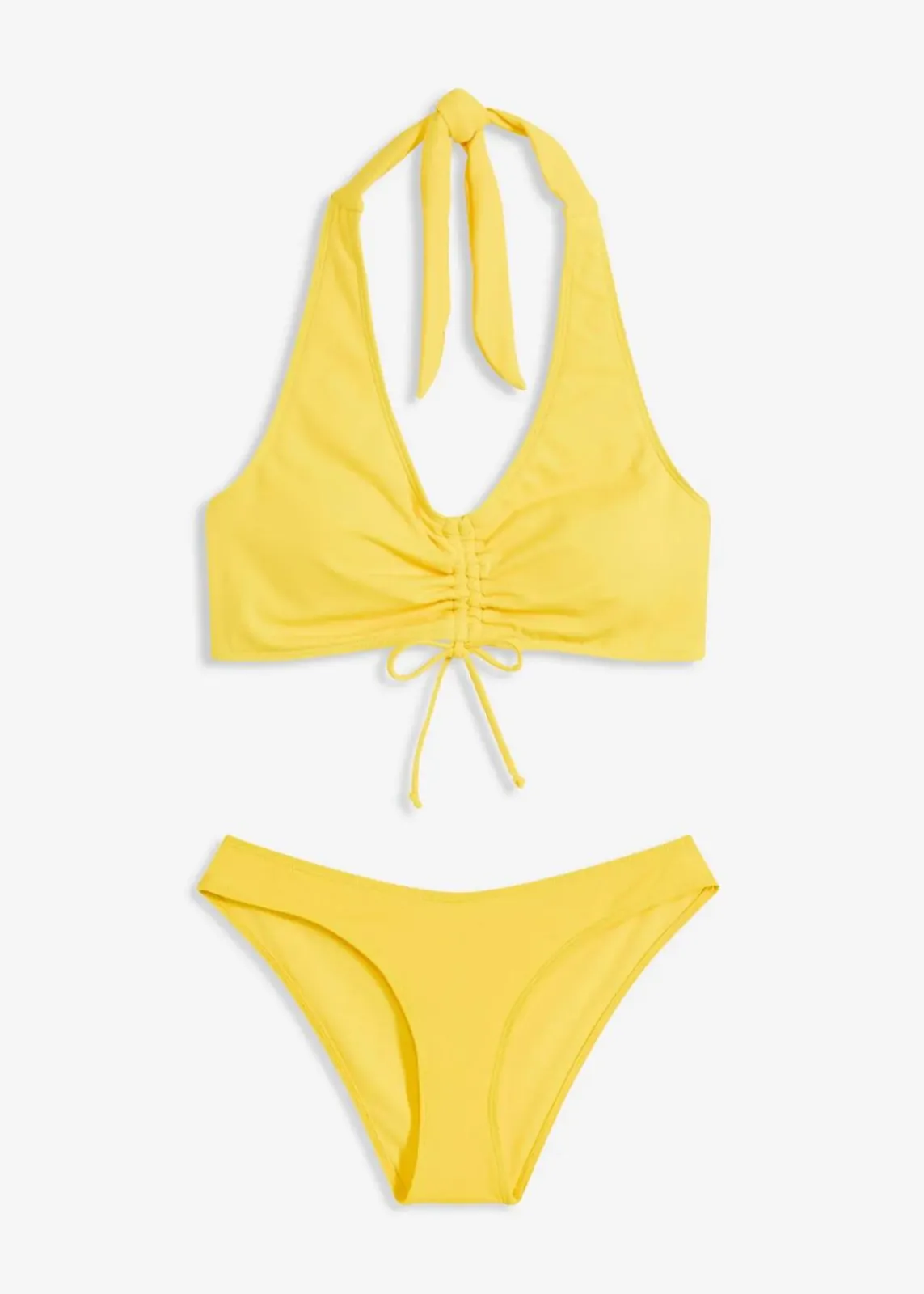 bonprix Nachhaltigere Materialien|Bikinis^Neckholder-Bikini mit Raffung (2-tlg.Set) gelb