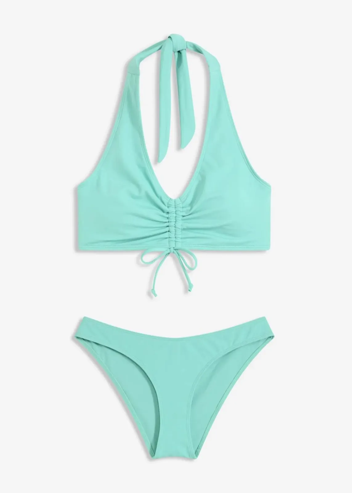 bonprix Nachhaltigere Materialien|Bikinis^Neckholder-Bikini mit Raffung (2-tlg.Set) aqua