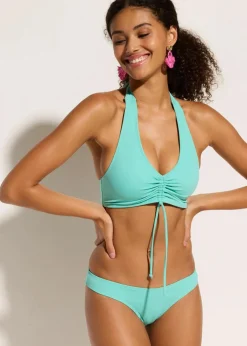 bonprix Nachhaltigere Materialien|Bikinis^Neckholder-Bikini mit Raffung (2-tlg.Set) aqua