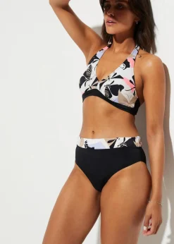 bonprix Nachhaltigere Materialien|Bikinis^Neckholder-Bikini (2-tlg.Set) rosa/schwarz geblümt