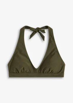 bonprix Nachhaltigere Materialien|Bikinis^Neckholder-Bikinioberteil mit V-Ausschnitt dunkeloliv
