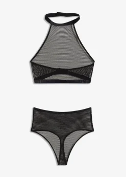 bonprix Wäsche·Erotikwäsche|Erotikwäsche^Neckholderbralette + Taillenstring (2-tlg.Set) schwarz
