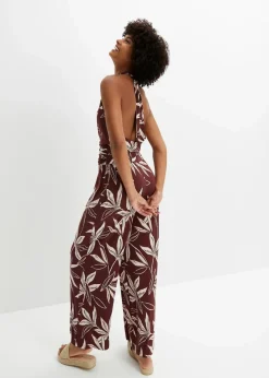 bonprix Bekleidung·Homewear|Jumpsuits^Neckholder-Jumpsuit braun/beige geblümt
