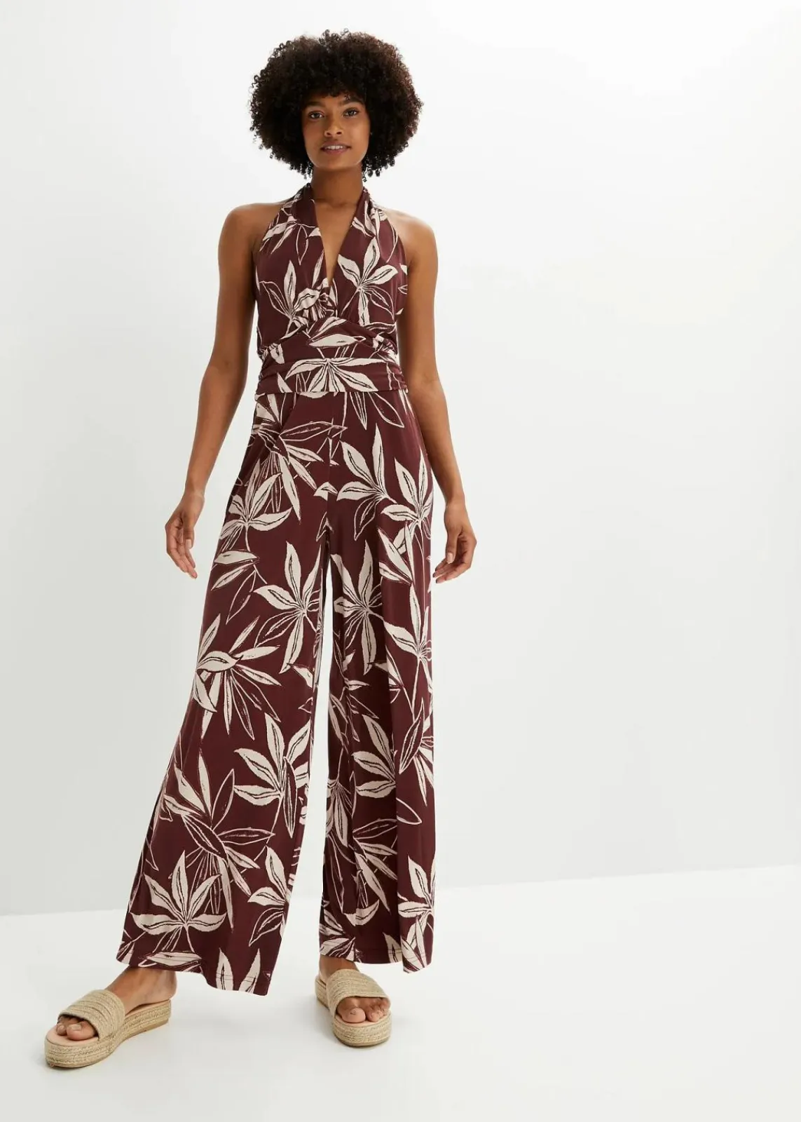 bonprix Bekleidung·Homewear|Jumpsuits^Neckholder-Jumpsuit braun/beige geblümt