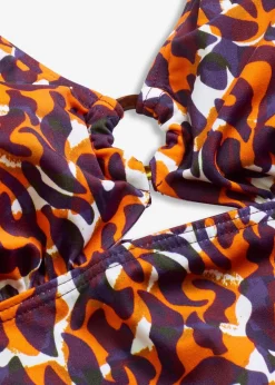 bonprix Nachhaltigere Materialien|Tankinis^Neckholder-Tankini mit Ringdetail (2-tlg.Set) lila/hellbraun leo bedruckt