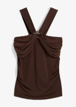 bonprix Shirts & Tops^Neckholder-Top mit gehämmerter Deko-Schnalle dunkelbraun