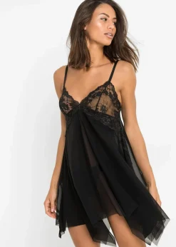 bonprix Wäsche·Corsagen & Negligés|Wäsche·Dessous^Negligé schwarz