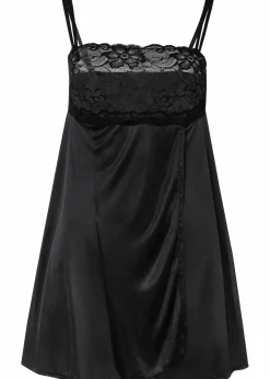 bonprix Wäsche·Corsagen & Negligés|Wäsche·Dessous^Negligé mit Glanzeffekt schwarz