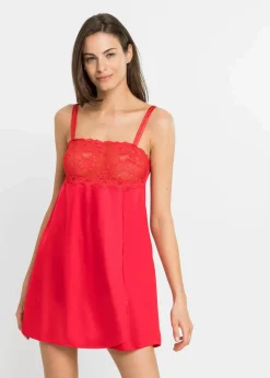 bonprix Nachtwäsche|Erotikwäsche^Negligé mit Glanzeffekt rot