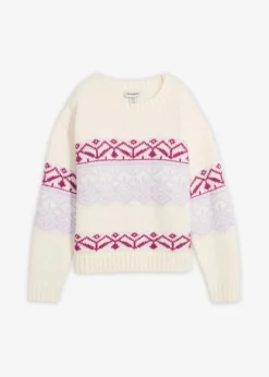 bonprix Bekleidung·Umstandsmode|Pullover & Strickjacken^Norweger-Pullover perlweiß bedruckt