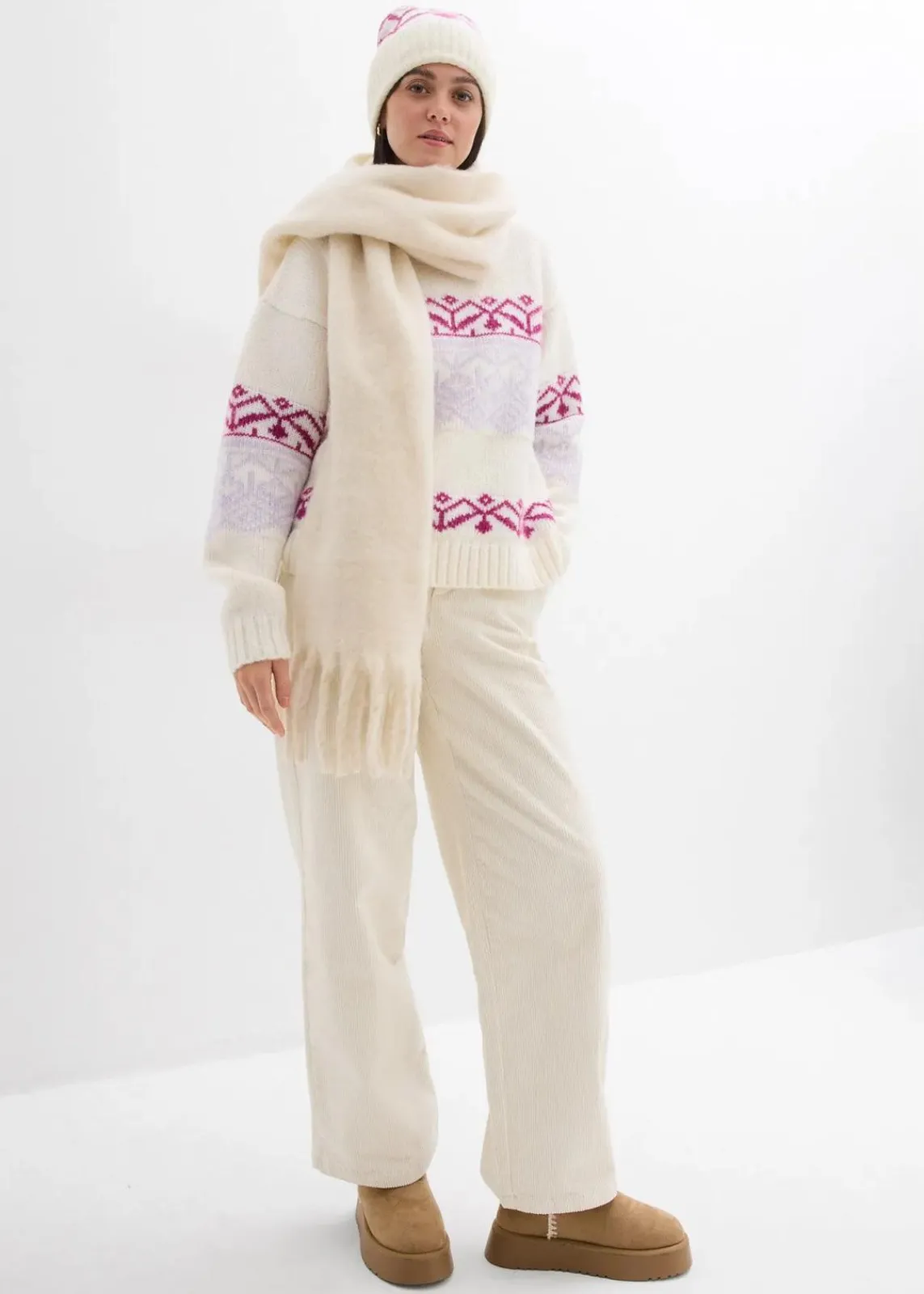 bonprix Bekleidung·Umstandsmode|Pullover & Strickjacken^Norweger-Pullover perlweiß bedruckt