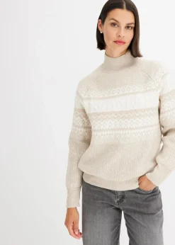 bonprix Bekleidung·Umstandsmode|Bekleidung·Jeans^Norweger-Pullover sand norwegermuster