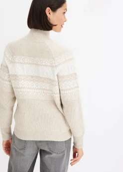 bonprix Bekleidung·Umstandsmode|Bekleidung·Jeans^Norweger-Pullover sand norwegermuster