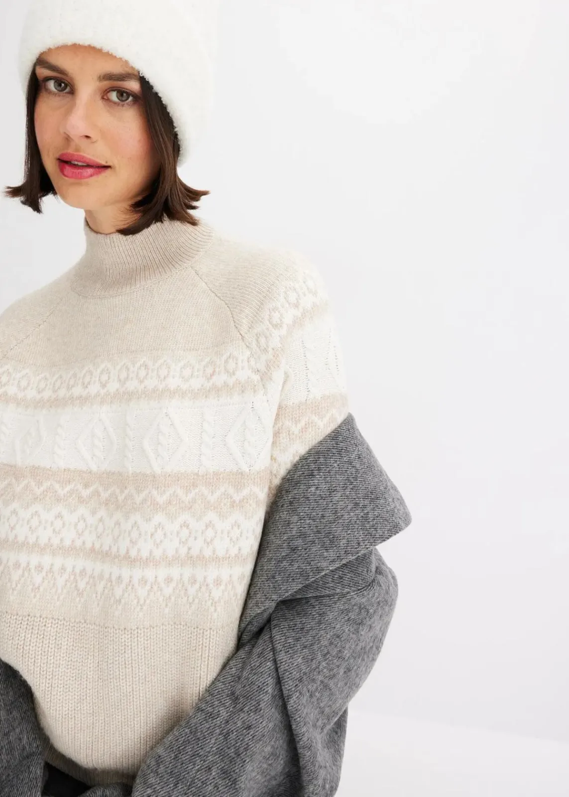 bonprix Bekleidung·Umstandsmode|Bekleidung·Jeans^Norweger-Pullover sand norwegermuster
