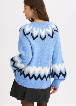 bonprix Strickmode|Pullover & Strickjacken^Norweger-Pullover mit Glitzerstreifen hellblau norwegermuster