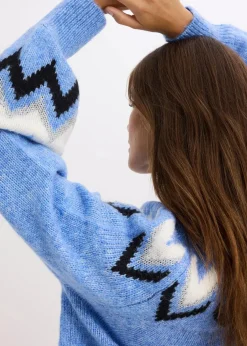 bonprix Strickmode|Pullover & Strickjacken^Norweger-Pullover mit Glitzerstreifen hellblau norwegermuster