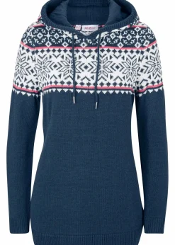 bonprix Bekleidung·Umstandsmode|Bekleidung·Jeans^Norweger-Pullover mit Kapuze dunkelblau norwegermuster
