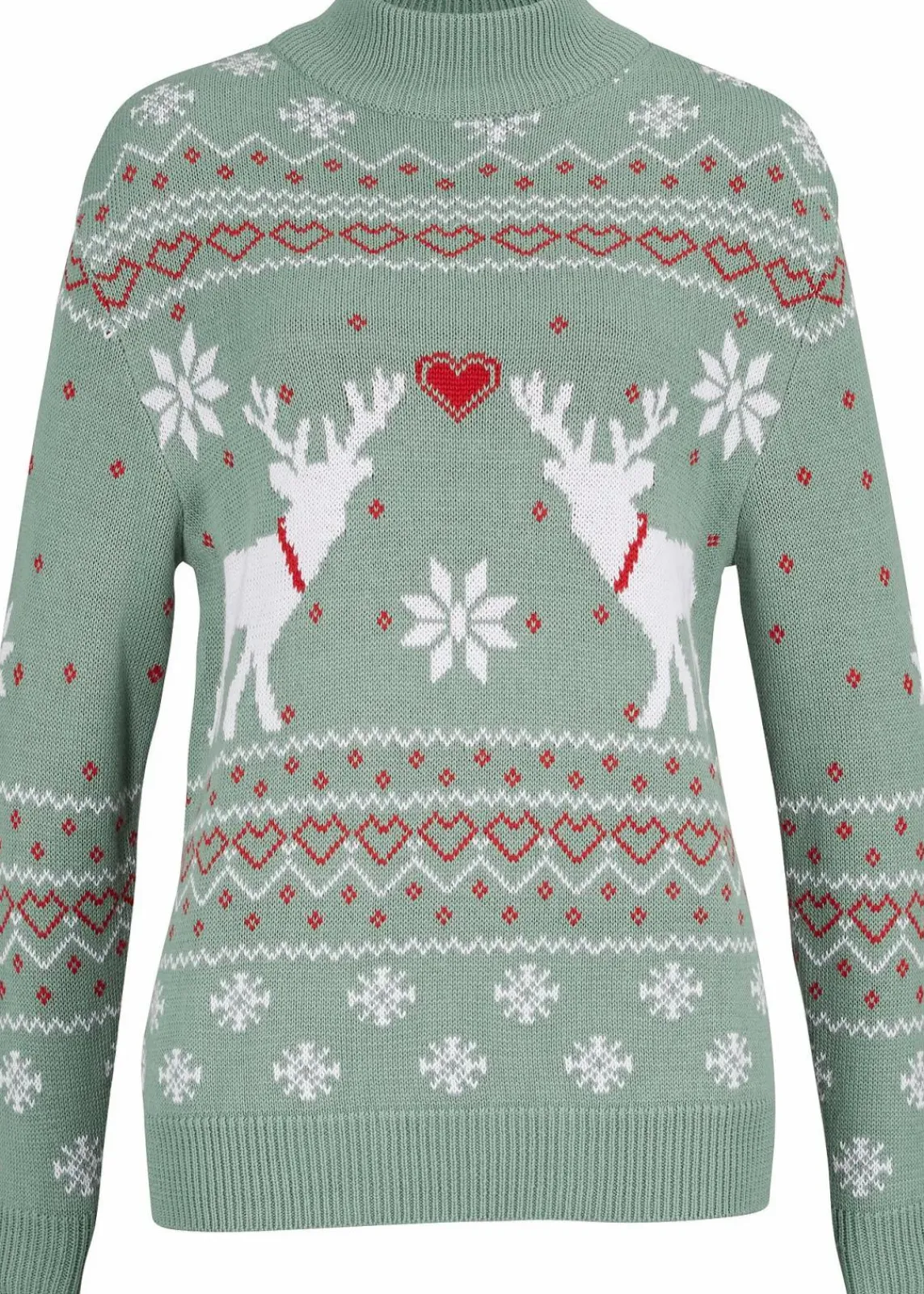 bonprix Bekleidung·Umstandsmode|Bekleidung·Jeans^Norweger-Pullover mit Turtleneck rauchgrün norwegermuster