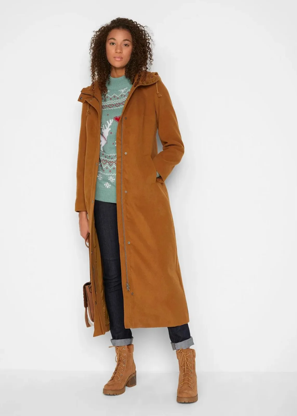 bonprix Bekleidung·Umstandsmode|Bekleidung·Jeans^Norweger-Pullover mit Turtleneck rauchgrün norwegermuster