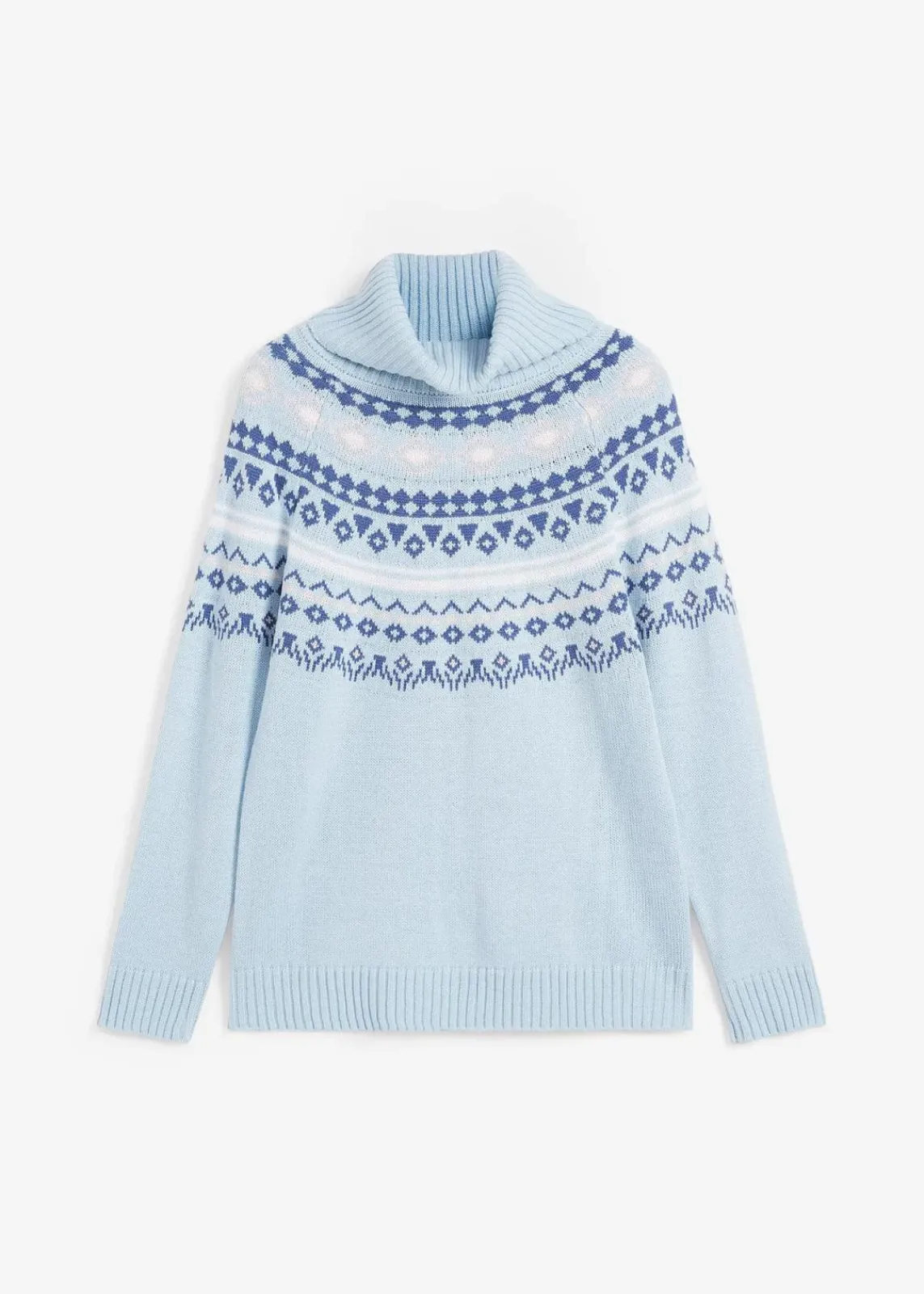 bonprix Bekleidung·Umstandsmode|Bekleidung·Jeans^Norweger-Rollkragenpullover nebelblau norwegermuster