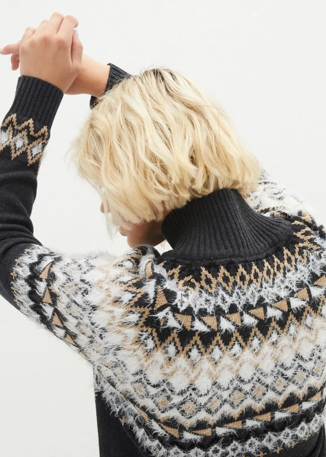 bonprix Bekleidung·Umstandsmode|Kleider^Norweger-Strickkleid anthrazit meliert/wollweiß norwegermuster