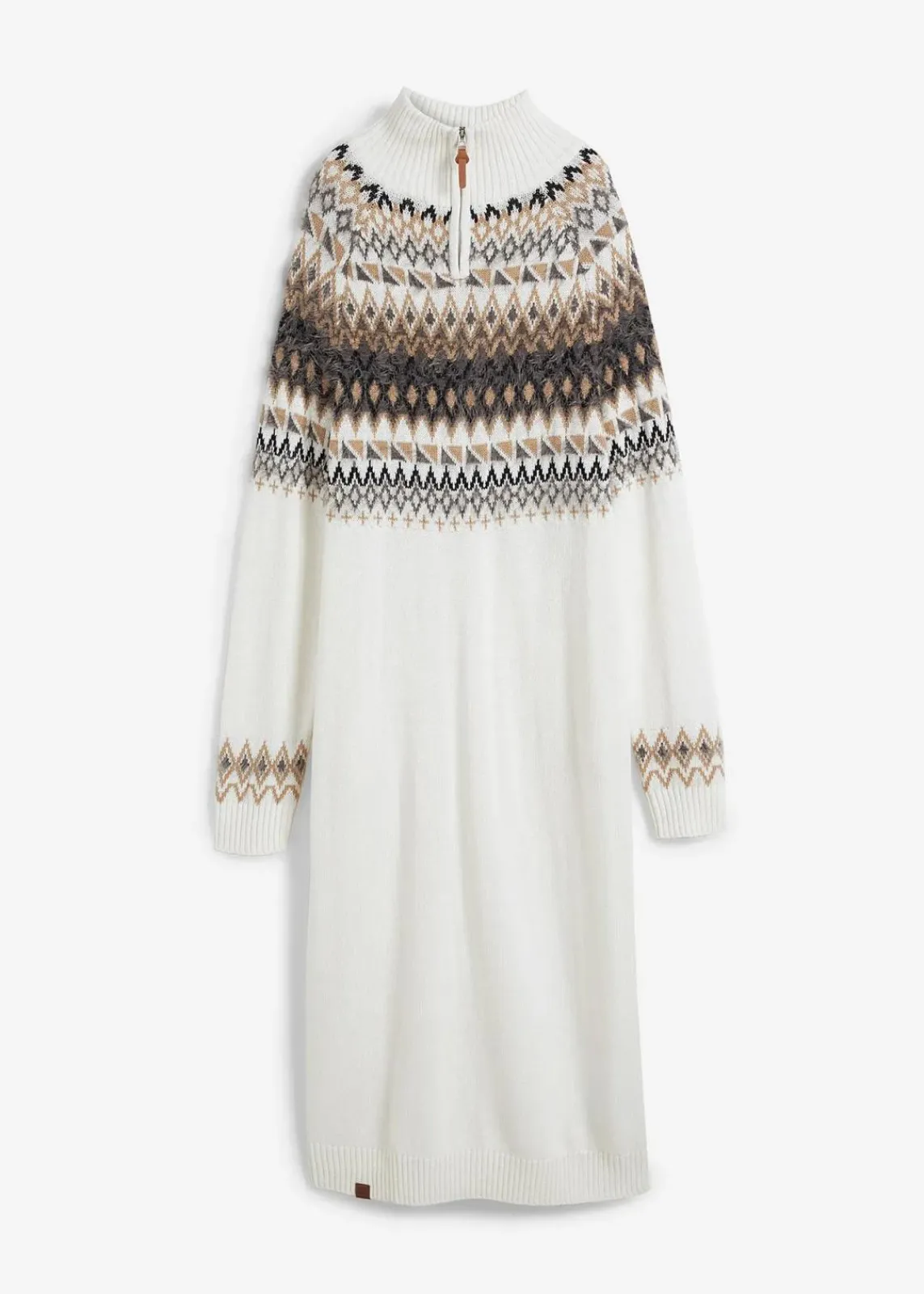 bonprix Kleider|Bekleidung·Umstandsmode^Norweger-Strickkleid wollweiß norwegermuster