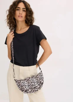 bonprix Taschen^Nylon Umhängetasche im Leo Look naturbeige/braun/schwarz leo bedruckt