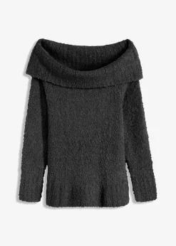 bonprix Pullover & Strickjacken|Bekleidung·Jeans^Off Shoulder Pullover schwarz