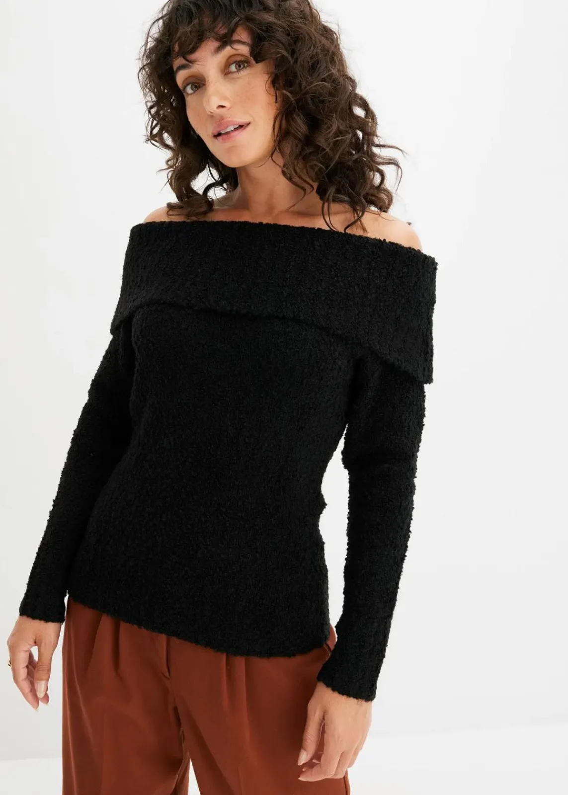 bonprix Pullover & Strickjacken|Bekleidung·Jeans^Off Shoulder Pullover schwarz