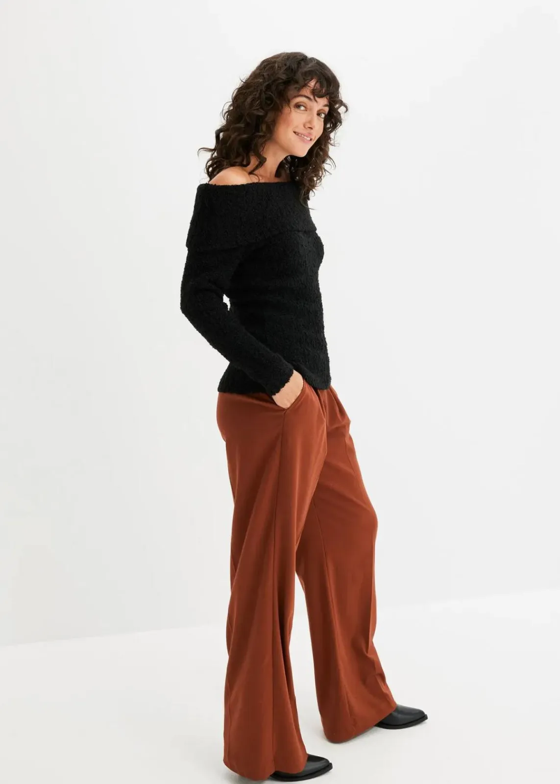 bonprix Pullover & Strickjacken|Bekleidung·Jeans^Off Shoulder Pullover schwarz