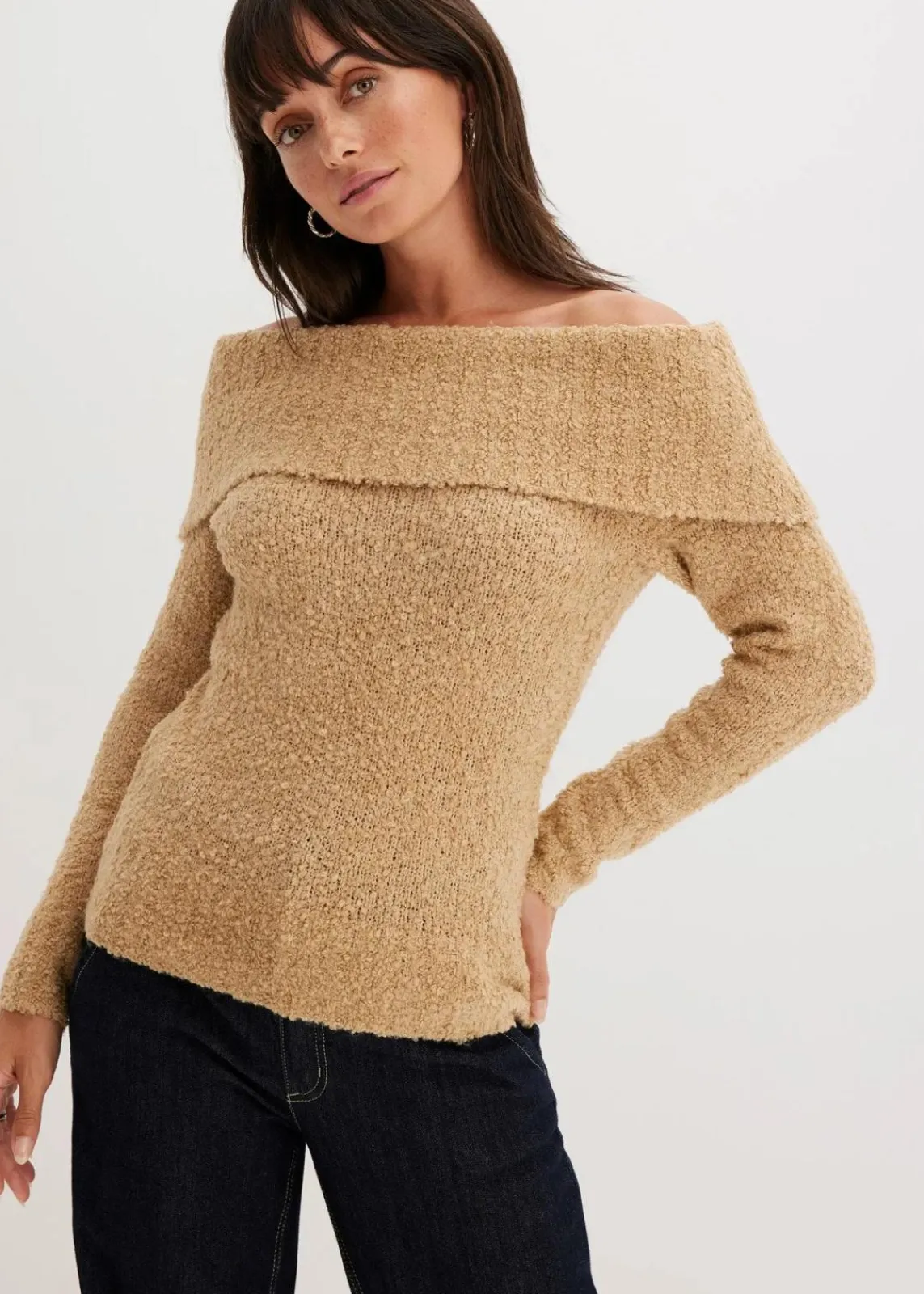 bonprix Bekleidung·Jeans|Pullover & Strickjacken^Off Shoulder Pullover latte macchiato