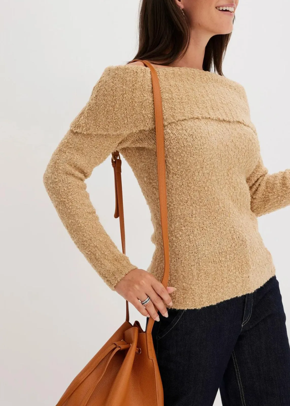 bonprix Bekleidung·Jeans|Pullover & Strickjacken^Off Shoulder Pullover latte macchiato