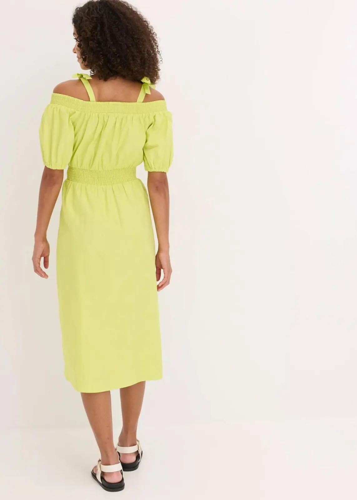 bonprix Kleider|Bekleidung·Pullover & Strickjacken^Off-Shoulder-Kleid aus reiner Bio-Baumwolle zitrusgelb