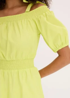 bonprix Kleider|Bekleidung·Pullover & Strickjacken^Off-Shoulder-Kleid aus reiner Bio-Baumwolle zitrusgelb