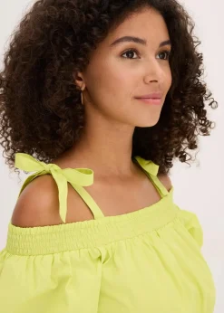 bonprix Kleider|Bekleidung·Pullover & Strickjacken^Off-Shoulder-Kleid aus reiner Bio-Baumwolle zitrusgelb