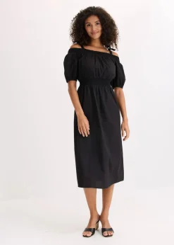 bonprix Bekleidung·Pullover & Strickjacken|Kleider^Off-Shoulder-Kleid aus reiner Bio-Baumwolle schwarz