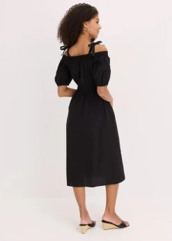 bonprix Bekleidung·Pullover & Strickjacken|Kleider^Off-Shoulder-Kleid aus reiner Bio-Baumwolle schwarz