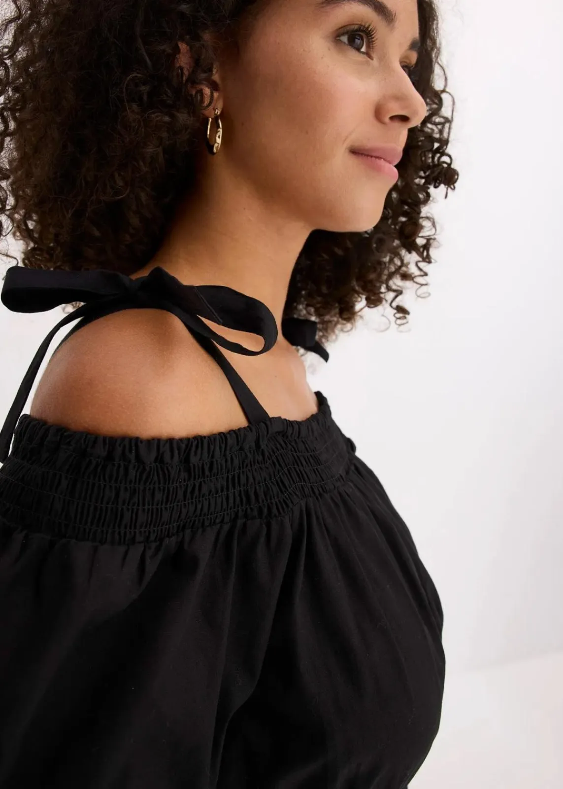 bonprix Bekleidung·Pullover & Strickjacken|Kleider^Off-Shoulder-Kleid aus reiner Bio-Baumwolle schwarz