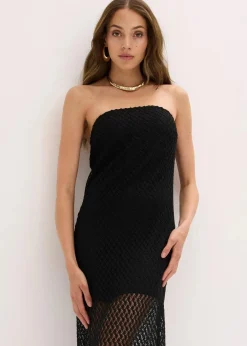 bonprix Kleider^Off-Shoulder-Kleid mit Spitze schwarz