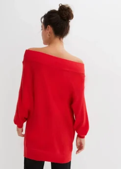 bonprix Pullover & Strickjacken|Nachhaltigere Materialien^Off-Shoulder-Pullover aus Viskose-Mix erdbeere