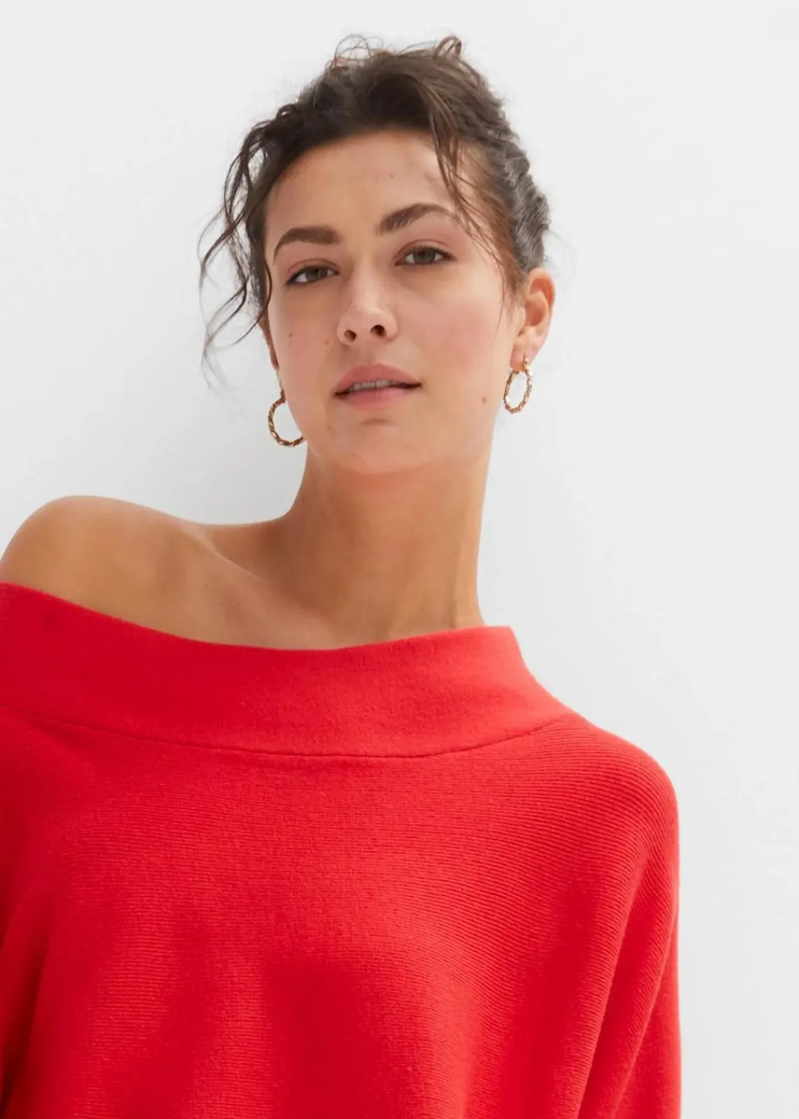 bonprix Pullover & Strickjacken|Nachhaltigere Materialien^Off-Shoulder-Pullover aus Viskose-Mix erdbeere