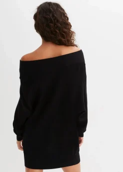 bonprix Bekleidung·Jeans|Nachhaltigere Materialien^Off-Shoulder-Pullover aus Viskose-Mix schwarz