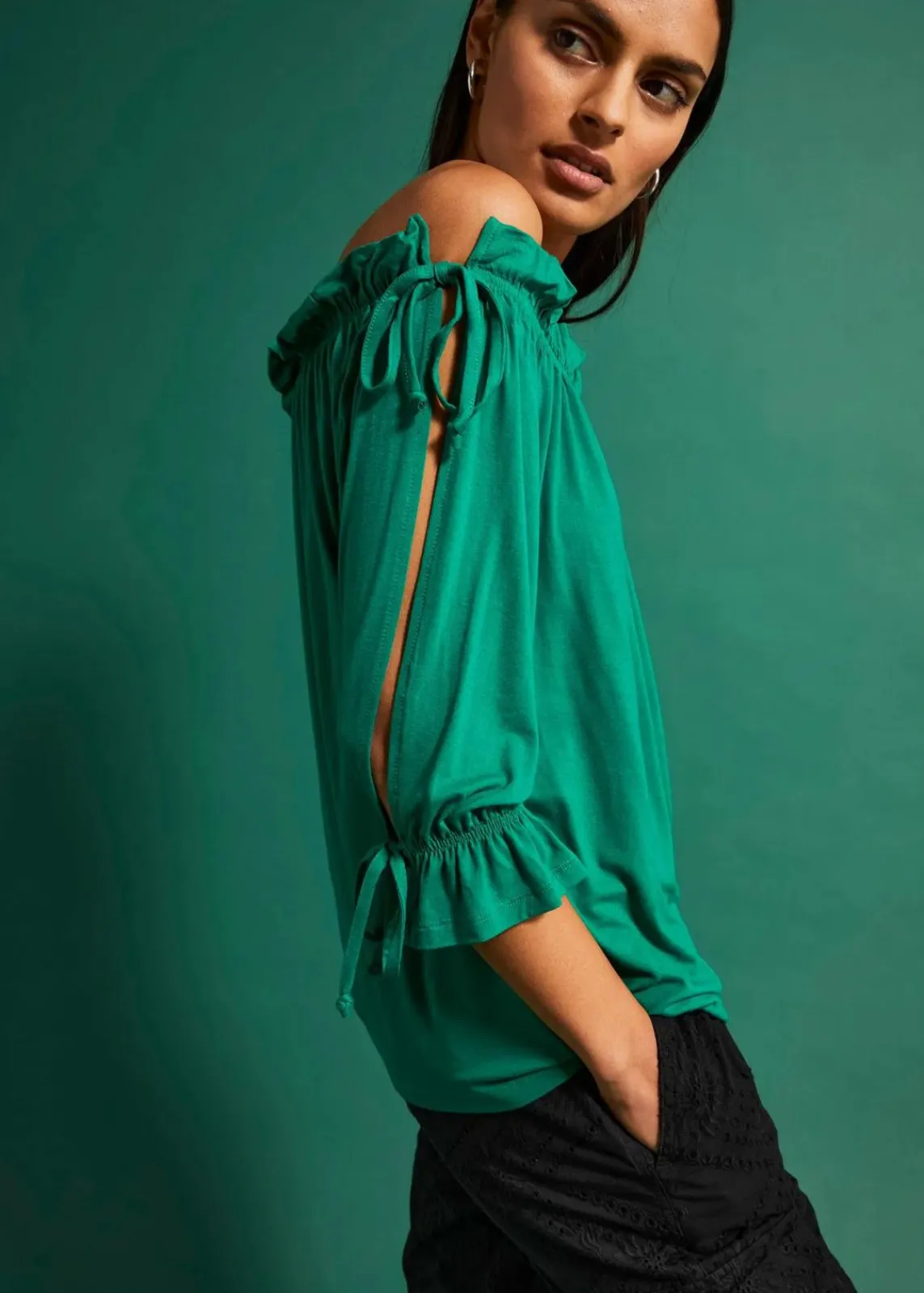 bonprix Shirts & Tops^Off-Shoulder-Shirt minzegrün