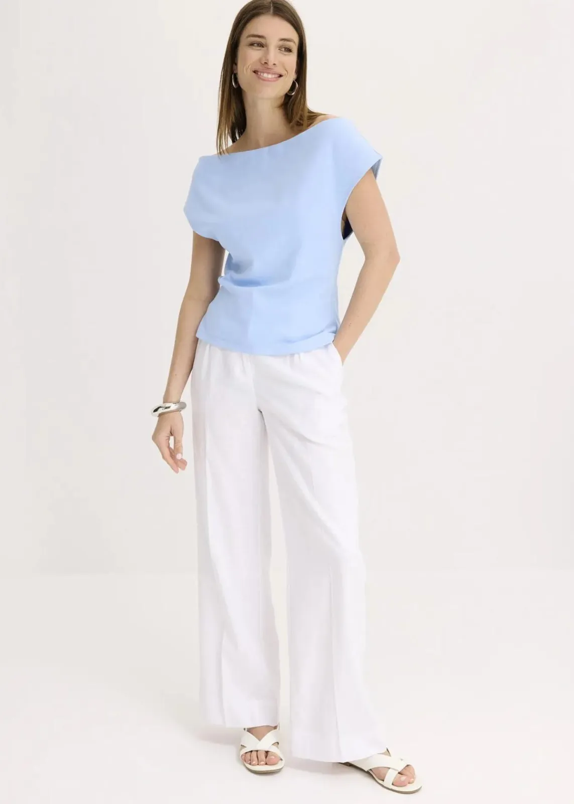 bonprix Shirts & Tops^Off-Shoulder-Shirt aus reiner Bio-Baumwolle hellblau