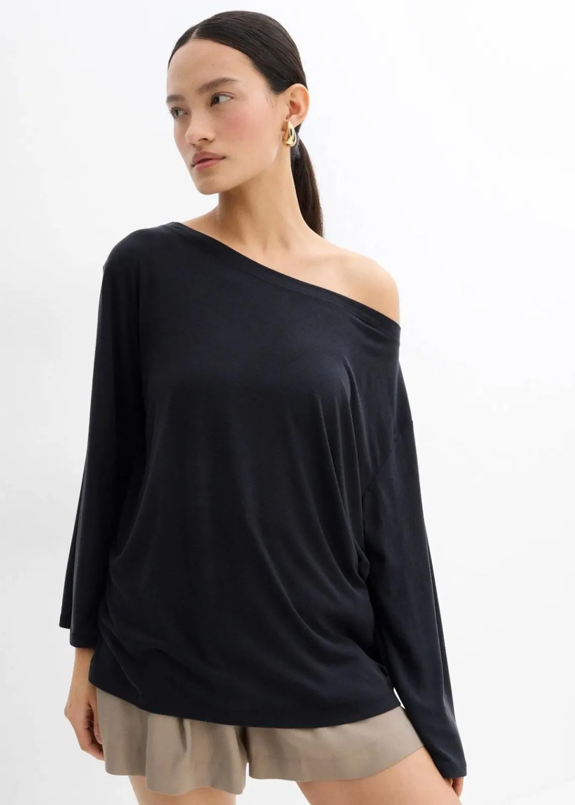 bonprix Shirts & Tops^Off-Shoulder-Shirt aus softem Modal-Mix schwarz