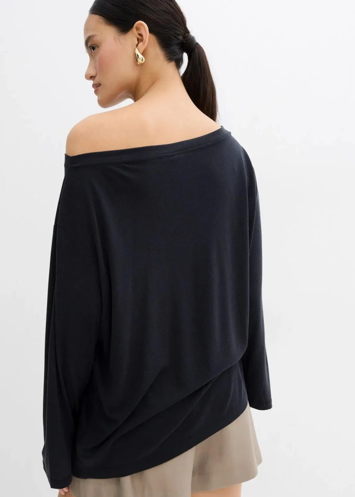 bonprix Shirts & Tops^Off-Shoulder-Shirt aus softem Modal-Mix schwarz