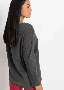 bonprix Shirts & Tops^Off-Shoulder-Shirt mit Weihnachtsmotiv anthrazit meliert