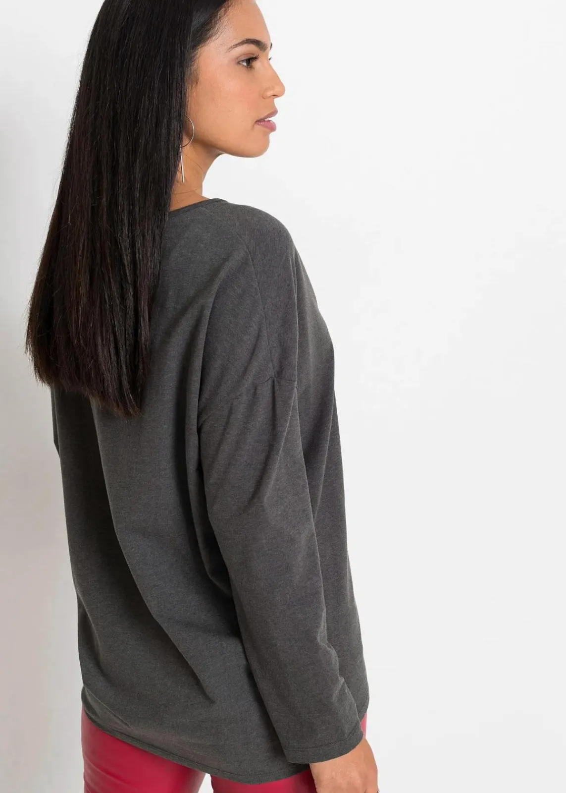 bonprix Shirts & Tops^Off-Shoulder-Shirt mit Weihnachtsmotiv anthrazit meliert